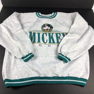 Vintage Mickey Mouse Sweater Men's Extra Large Grey Green Disney Gear For Sports